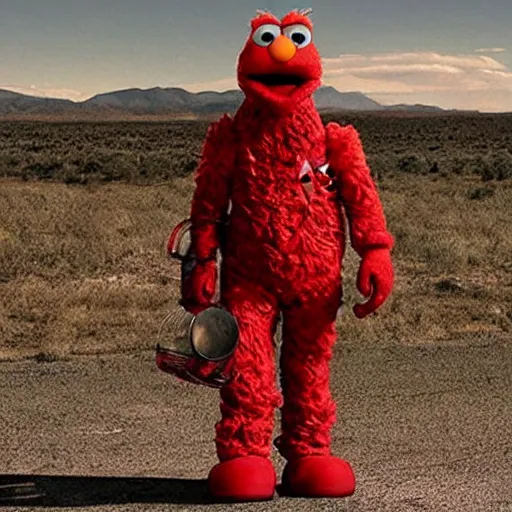 Prompt: Still image of Elmo as a character in Breaking Bad