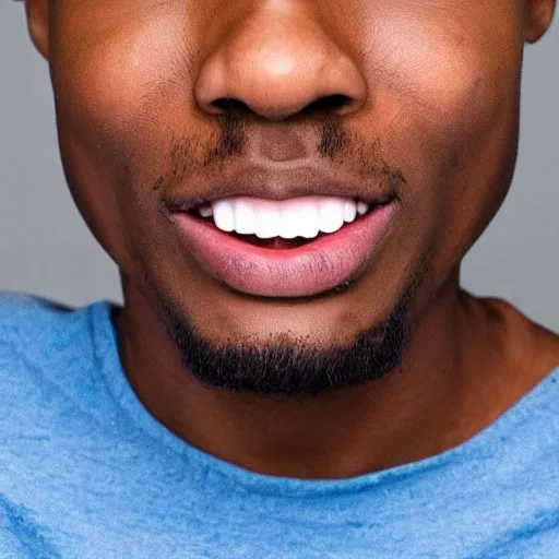 Image similar to black person stretching his bottom lip down showing his teeth