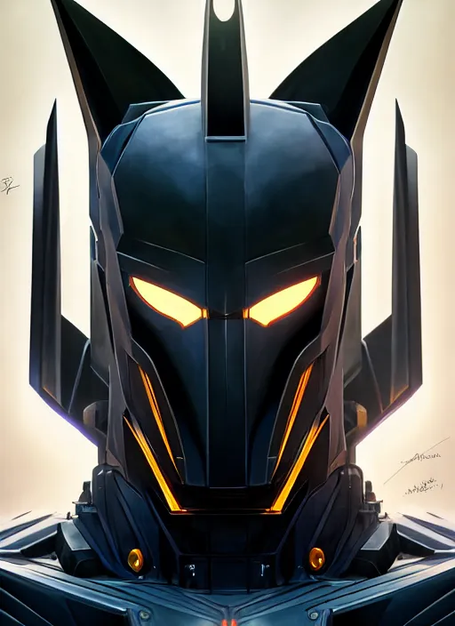 Image similar to symmetry!! portrait of a transformers robot acting as batman, intricate, elegant, highly detailed, digital painting, artstation, concept art, smooth, sharp focus, illustration, art by artgerm and greg rutkowski and alphonse mucha, 8 k