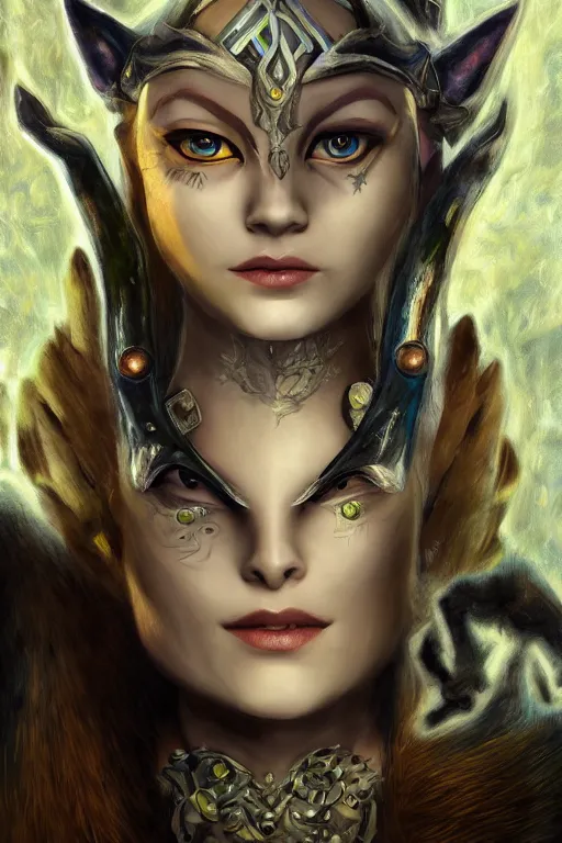 Prompt: Midna from Zelda Twilight Princess oil on canvas, intricate, portrait, 8k highly professionally detailed, HDR, CGsociety