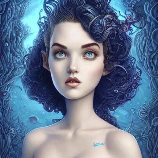 Image similar to Lofi aquatic portrait Pixar style by Joe Fenton and Stanley Artgerm and Tom Bagshaw and Tim Burton