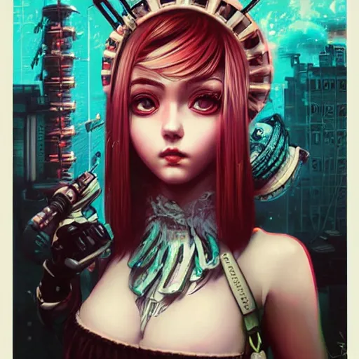 Image similar to Lofi BioPunk BioShock portrait of anime waifu style by Tristan Eaton Stanley Artgerm and Tom Bagshaw