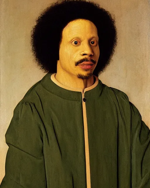 Prompt: a portrait of eric andre painted by jan van eyck, 4 k detail, portrait