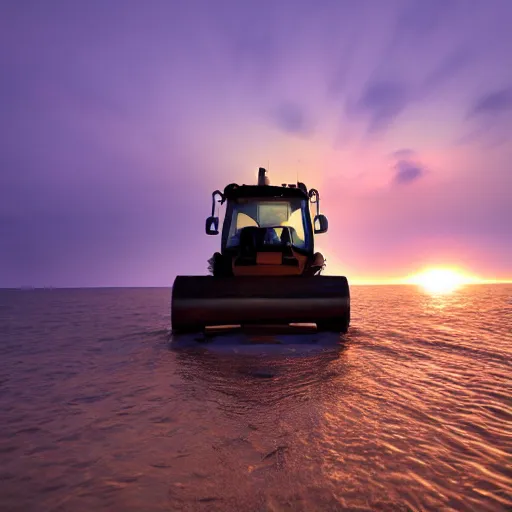 Prompt: ultrawide shot backlit ploughing the seabed underwater