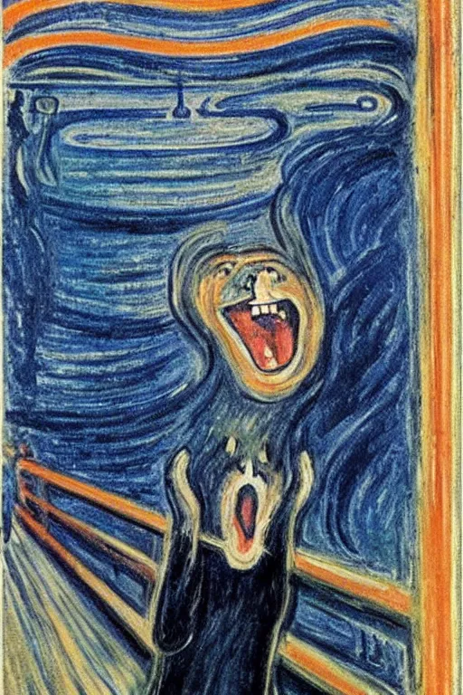 Image similar to “A cat screaming by Edvard Munch”