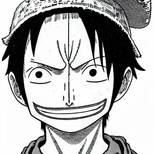 Image similar to a portrait of Luffy from one piece by eiichiro oda. He is wearing a beanie, and has a serious look on his face, hyper-detailed masterpiece