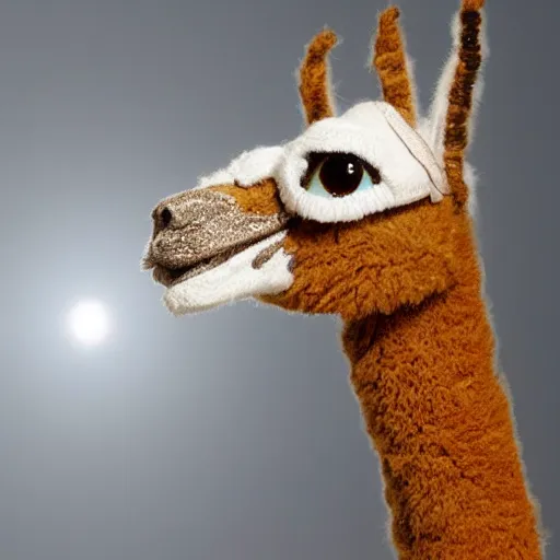 Image similar to An smug astronaut llama calls home