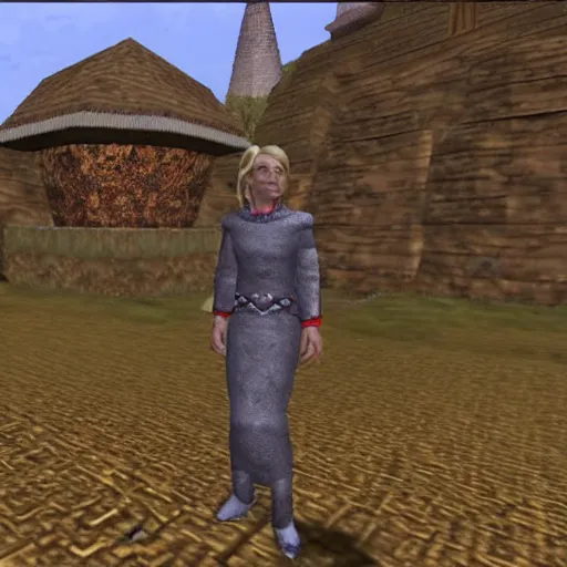 Prompt: screenshot of hillary clinton in morrowind