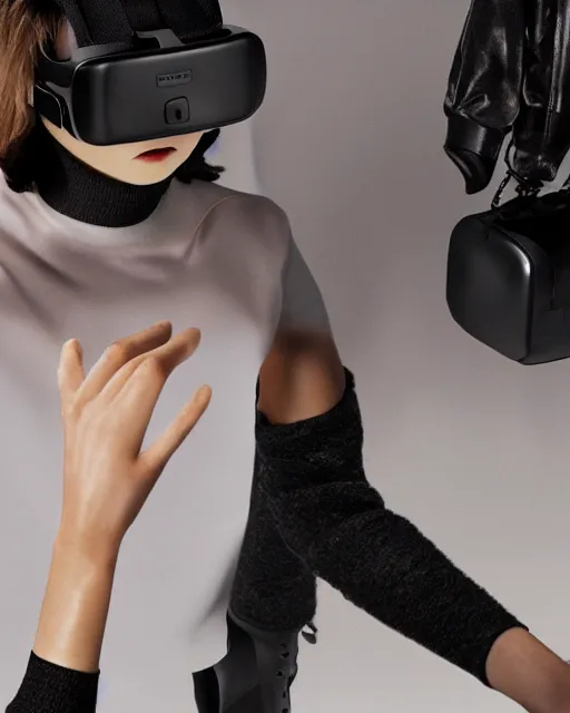 Prompt: leaked screenshot of Balenciaga's VR campaign