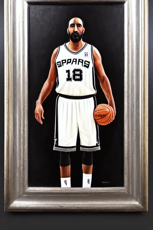 Image similar to full body portrait of the dictator of the san antonio spurs, 1 8 8 9, in full silver and black military garb, oil on canvas by william sidney mount, trending on artstation