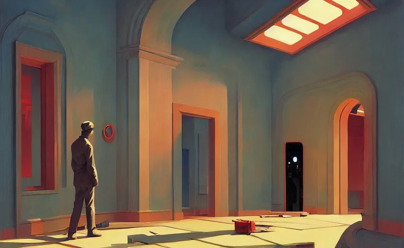 Prompt: inside a time machine portal, very coherent, painted by Edward Hopper, Wayne Barlowe, painted by James Gilleard, airbrush, art by JamesJean