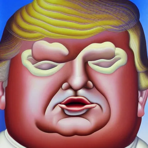Image similar to Fernando Botero painting of Donald Trump, high definition art, extremely detailed