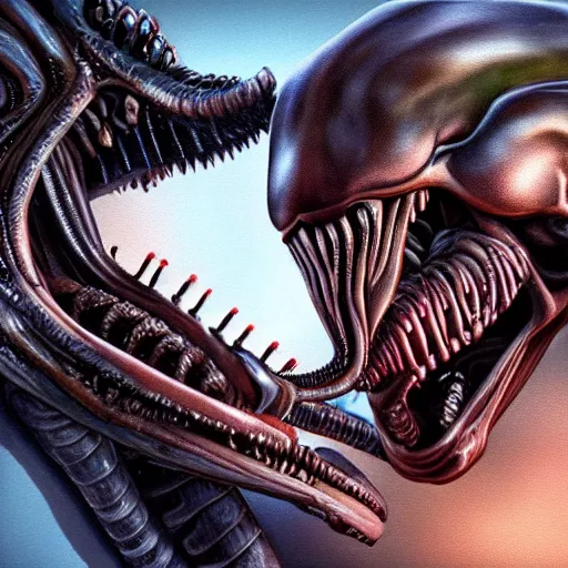 Prompt: a beautiful being licked by an xenomorph, highly detailed, photorealistic, artstation, smooth