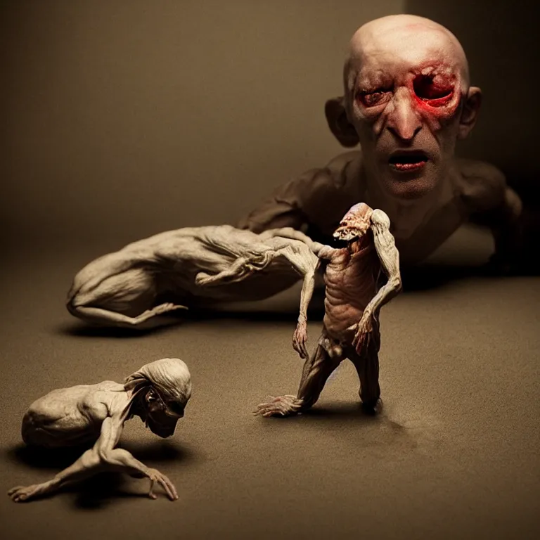Image similar to laboratory miniature creature in pain and anger and revange by Christopher Soukup, David Fincher, Dan Witz, Gregory Crewdson, Huleeb, Lee Griggs, Mike Nash, Paul Chadeisson, Stephen Shore, sideshow collectibles, Terry Richardson, Vitaly Bulgarov