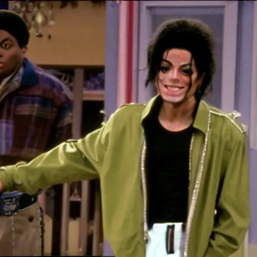 Prompt: a tv still of Michael Jackson starring in Kenan & Kel (1999)