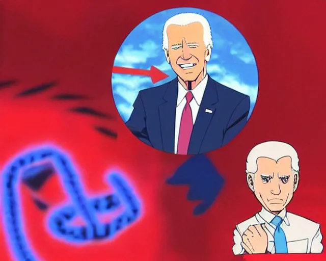 Image similar to “joe biden appearing in the anime neon genesis evangelion”