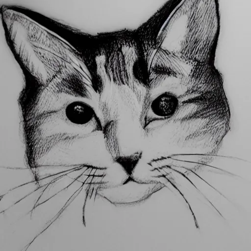 Image similar to a sketch of a cat handmade with a pen