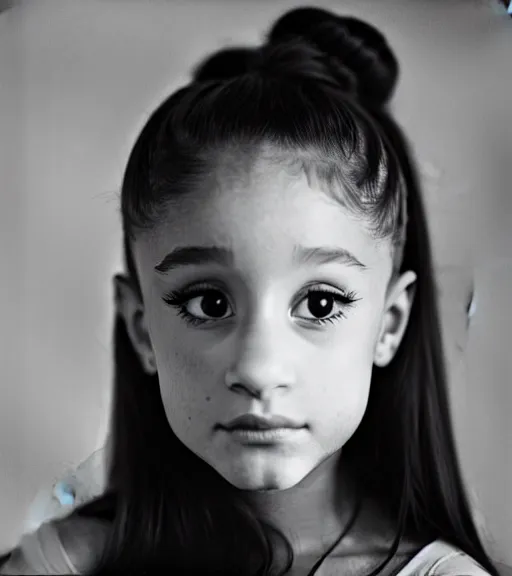 Image similar to award winning photo of Ariana Grande, symmetrical face by Sally Mann