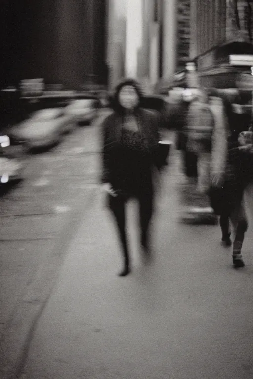 Image similar to photography, ginger woman walking in New York, soft light, 35mm, film photo, Joel Meyerowitz