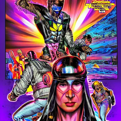 Prompt: rave flyer by glenn fabry, iridescent - h 6 4 0