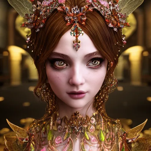 Image similar to portrait of fairy princess, glowing, ornate and intricate jewelry, jaw dropping beauty, glowing background lighting, white accent lighting, hyper detailed, fairy tale, 4 k octane render