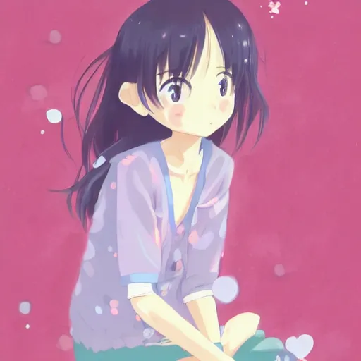 Prompt: adorable anime girl wearing cute piggy pajamas, young, clear clean face, Ilya kushinov, by Makoto Shinkai, Studio Ghibli, Miyazaki, Kyoto Animation, digital 2D, painterly style, gouache illustration, high contrast, cute, kawaii, chibi, golden ratio, rule of thirds