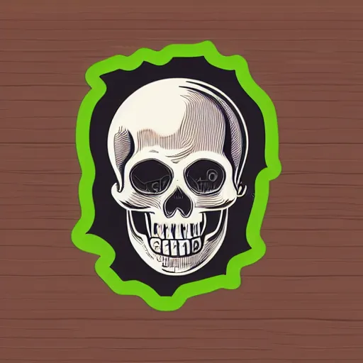 Prompt: nice sticker art of a melting human scull, View, svg illustration, Sticker Art