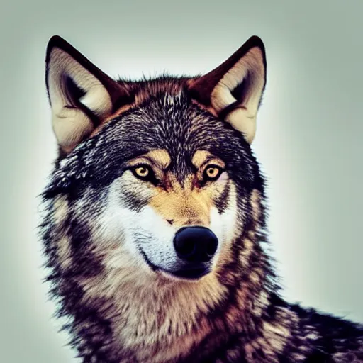 Image similar to portrait of a wolf fursuit at a furry convention, indoors, realisitc photo