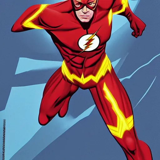 Prompt: Vector Portrait of the Flash by Alex Ross