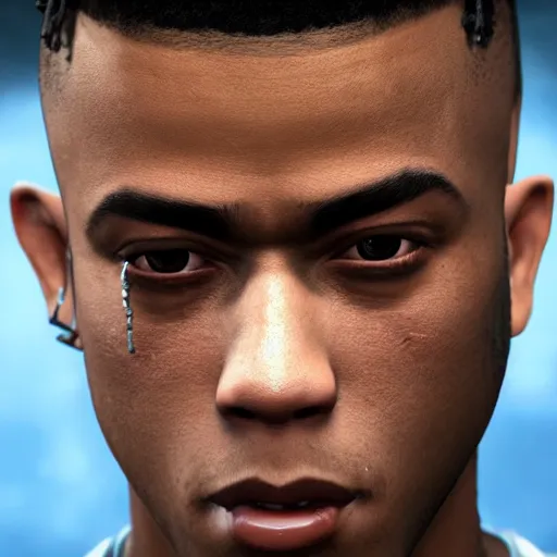 Prompt: a videogame still of XXXTENTACION in Tekken 7, 40mm lens, shallow depth of field, split lighting