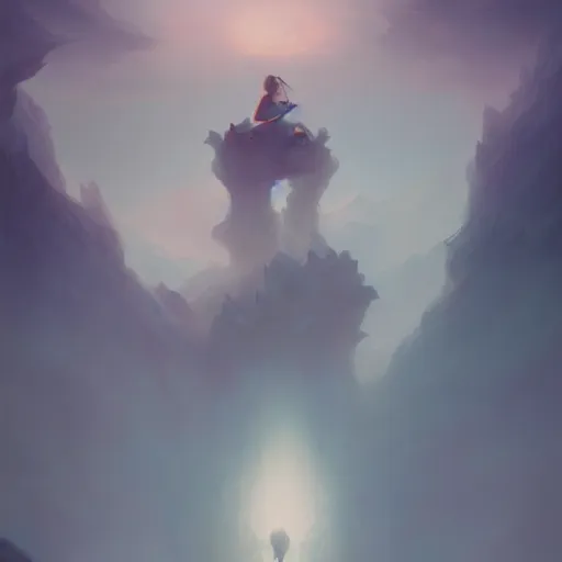 Prompt: And the fog became god by Peter Mohrbacher, matte painting trending on artstation, hd, 8k