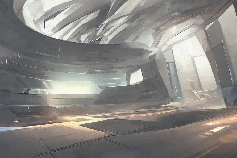 Image similar to “Black Mesa interior before the resonance cascade, HD, digital painting, concept art by Jason Chan”