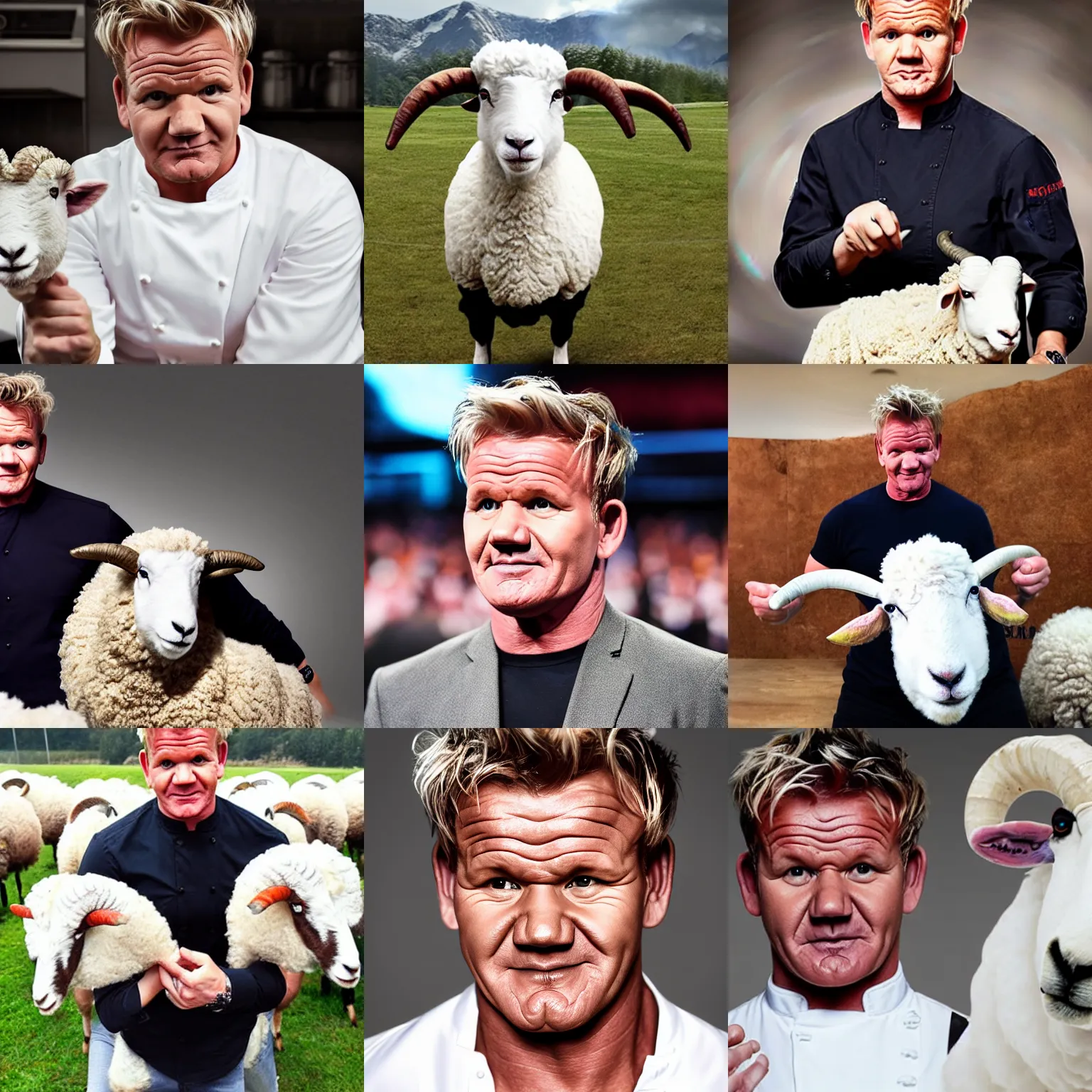 Prompt: gordon ramsay as a ram sheep