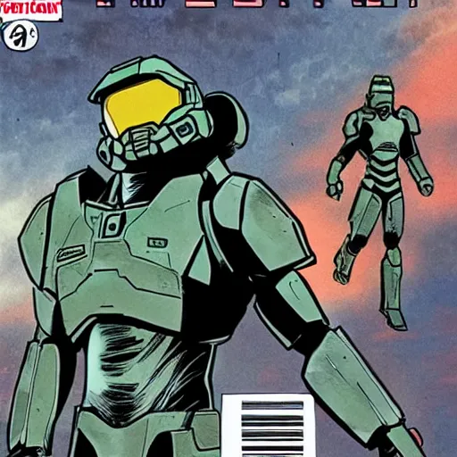 Image similar to master chief in a comic book