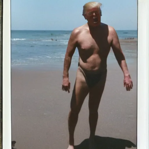 Image similar to donald trump at the beach, polaroid photo