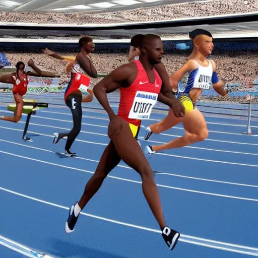 Image similar to sprinters vying for gold in track and field at the 2 0 2 4 paris olympics, ultra realistic, cinematic, very detailed