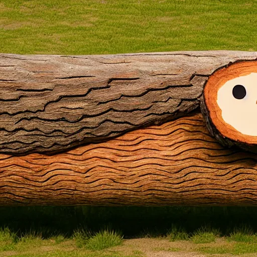 Prompt: anthropomorphic wooden log sleeping snoozing, pixar style