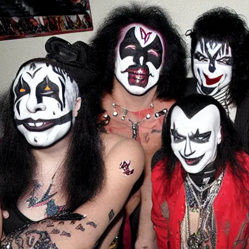 Image similar to The band KISS if they all became Juggalos