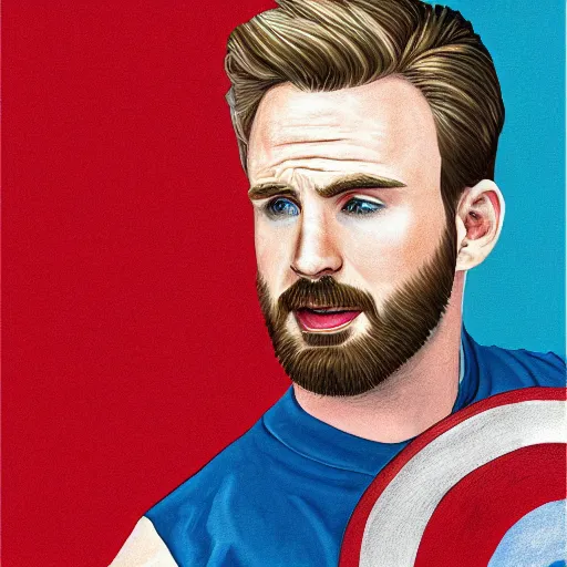 Image similar to portrait of chris evans, highly detailed, centered, solid color background, digital painting