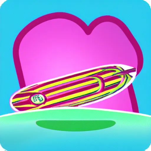 Image similar to app icon of a pink and green surfboard