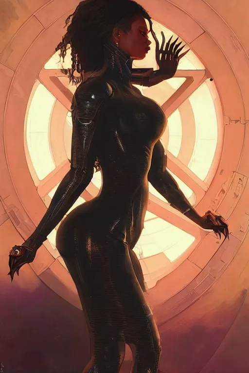 Prompt: cyberpunk beyonce as aeon flux profile picture by Greg Rutkowski, dynamic pose, intricate, futuristic, fantasy, elegant, by Stanley Artgerm Lau, greg rutkowski, thomas kindkade, alphonse mucha, loish, norman Rockwell,