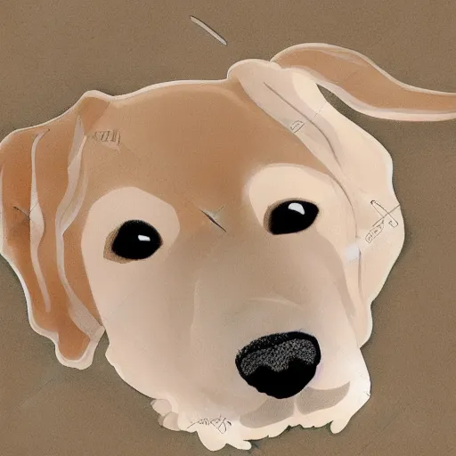 Prompt: masterpiece detailed illustration of a cute dog that combines the style of michael foreman and jane clarke. the colors are soft and muted.