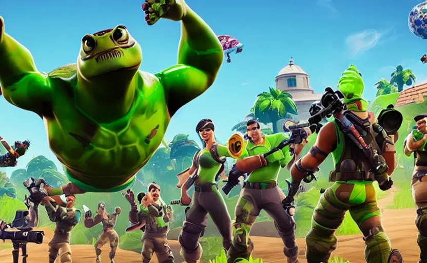 Image similar to Jair Bolsonaro as a giant turtle, in the style of Fortnite, highly detailed