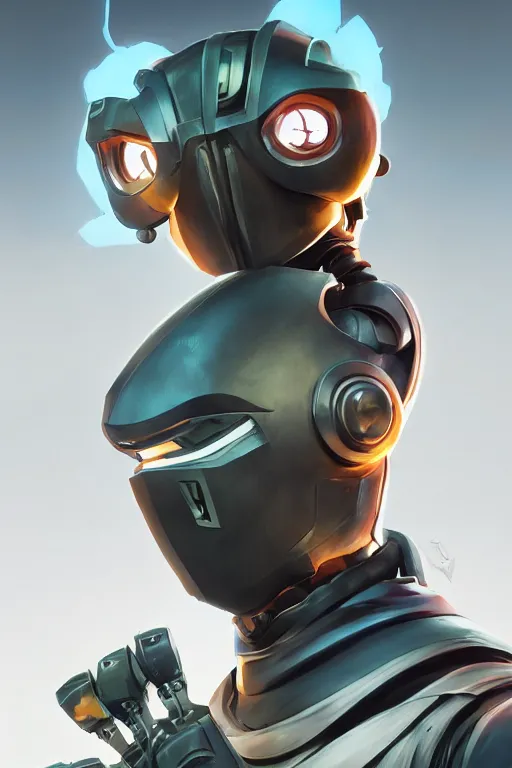 Image similar to epic mask helmet robot ninja portrait stylized as fornite style game design fanart by concept artist gervasio canda, behance hd by jesper ejsing, by rhads, makoto shinkai and lois van baarle, ilya kuvshinov, rossdraws global illumination radiating a glowing aura global illumination ray tracing hdr render in unreal engine 5