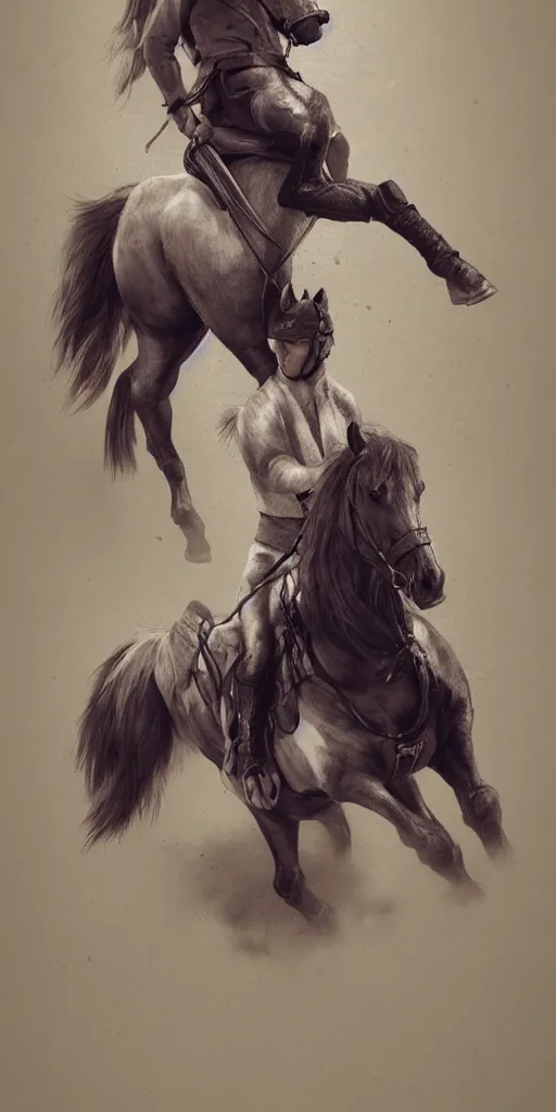 Image similar to a horse riding a horse, artstation