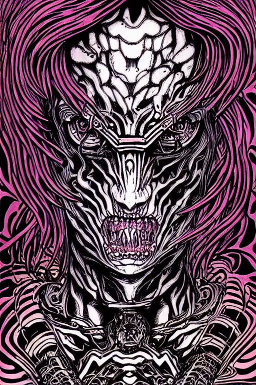 Image similar to illustration of old wrinkly demon that causes earthquakes, rock themed, intricate linework, in the style of moebius, ayami kojima, 1 9 9 0's anime, retro fantasy