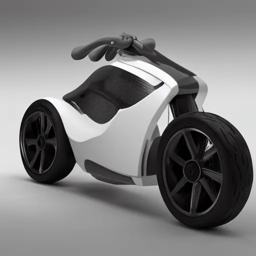 Prompt: irobot style akira motor cycle in white, hard surface model, 3 d, octane render, product design, vehicle design, clean aesthetic, octane render, high definition