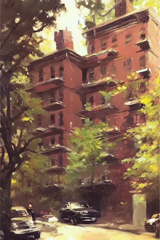 Image similar to (((((a ramshackle manhattan brick brownstone deep in the forest))))) by Gregory Manchess!!!!!!!!!!!!!!!!!!!!!!!!!!!