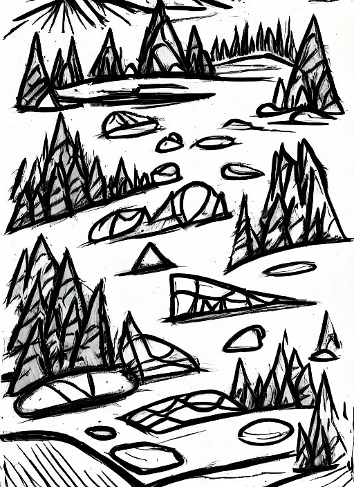 Image similar to bold sketch of the great outdoors 2 d stylized