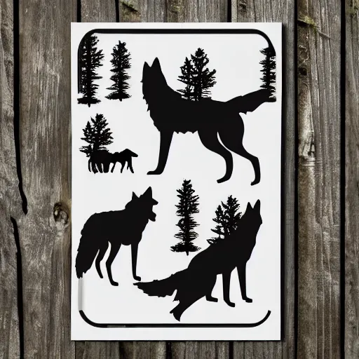 Image similar to laser cut animal vector image of a wolf wildlife stencils - forest landscape